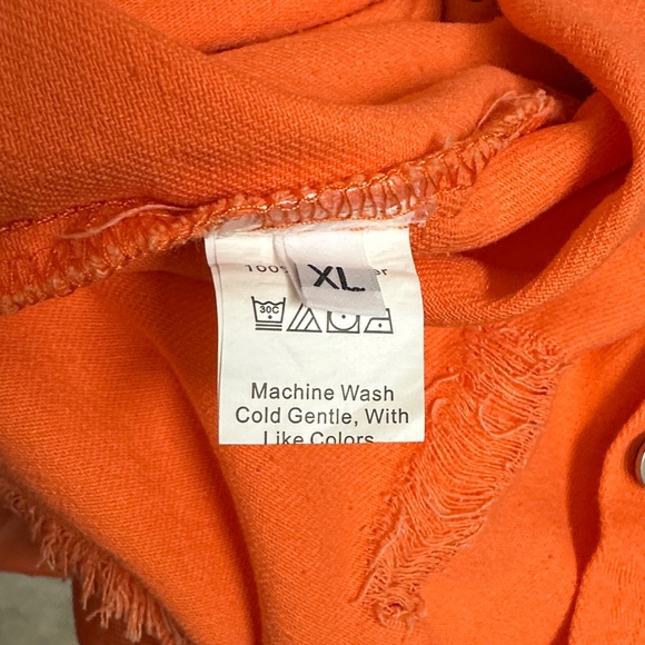 Orange Distressed Button-Up Shacket - Picture 4 of 5